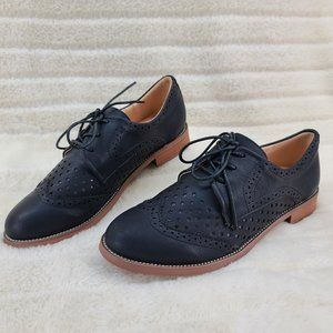 Pin Up Couture HEPBURN-26 Wingtip Oxford Women's loafers Black